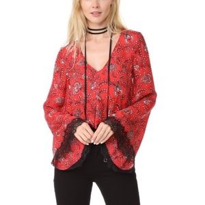 Cinq a Sept Vermillion Jemma cropped Blouse